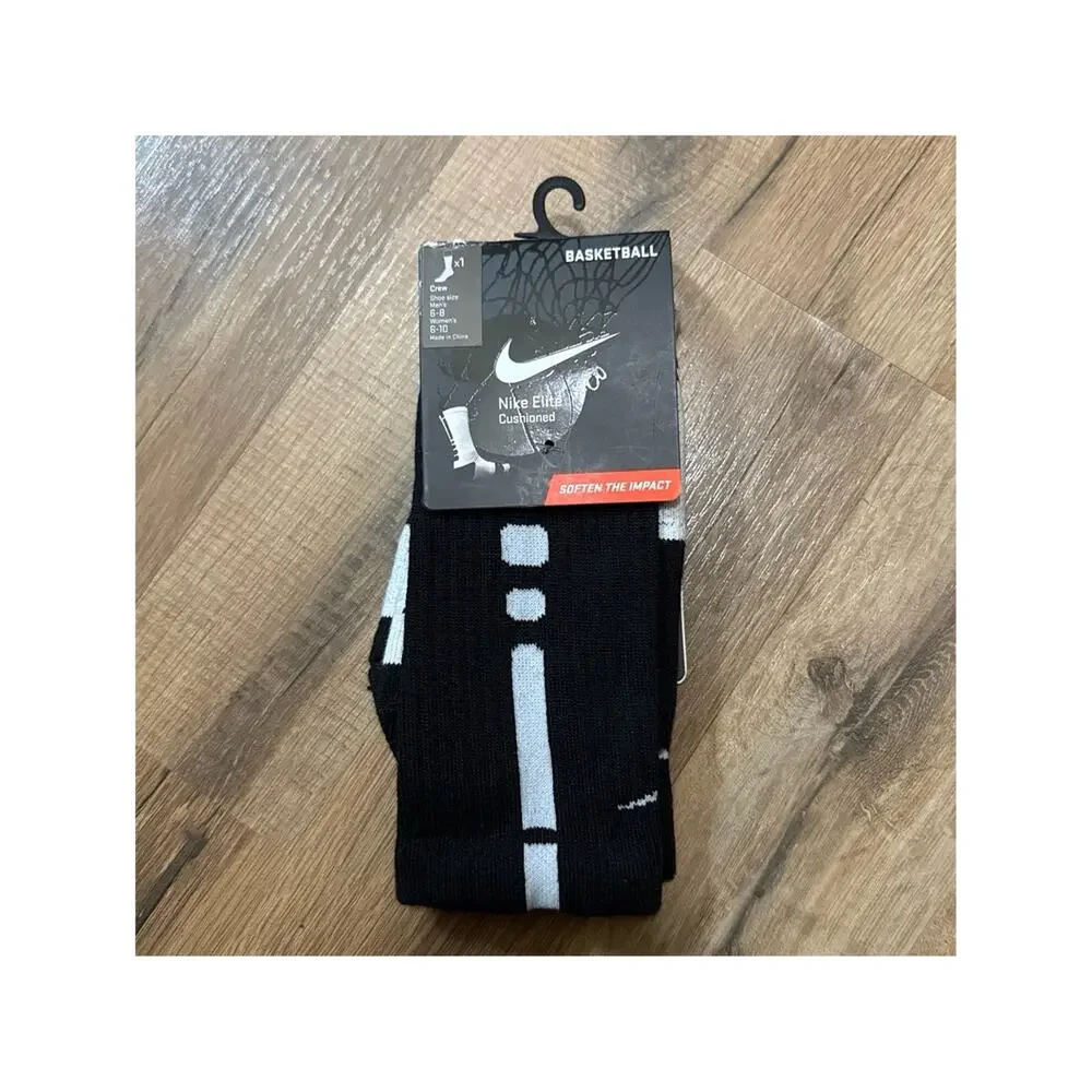 2012 Nike Elite Cushioned Basketball Dri-Fit Black White Vintage Crew Socks